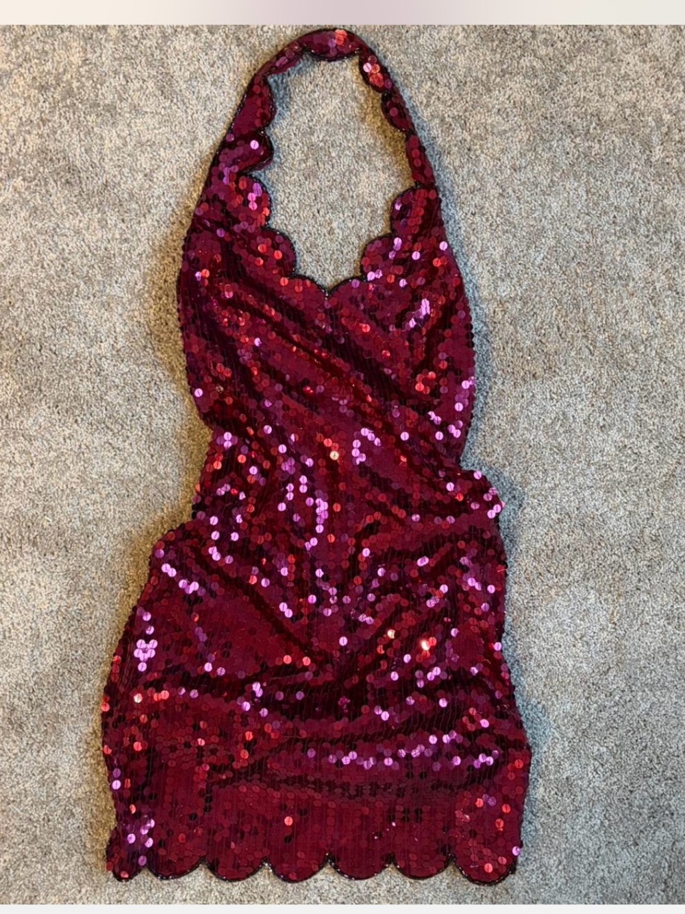 Vintage Sequin Halter Mini Dress by Niteline